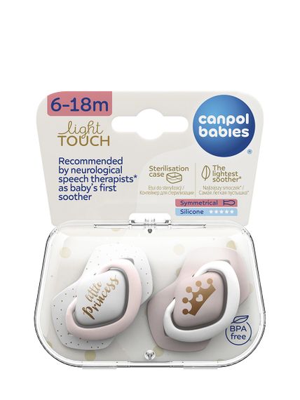 Купить Пустышка силиконовая симметричная Canpol Babies Royal baby (6-18м) 2 шт. (22/651_pin)