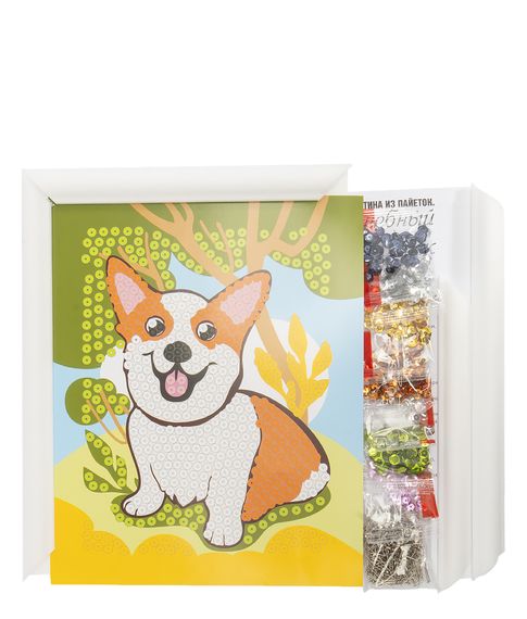 Картина из пайеток Корги