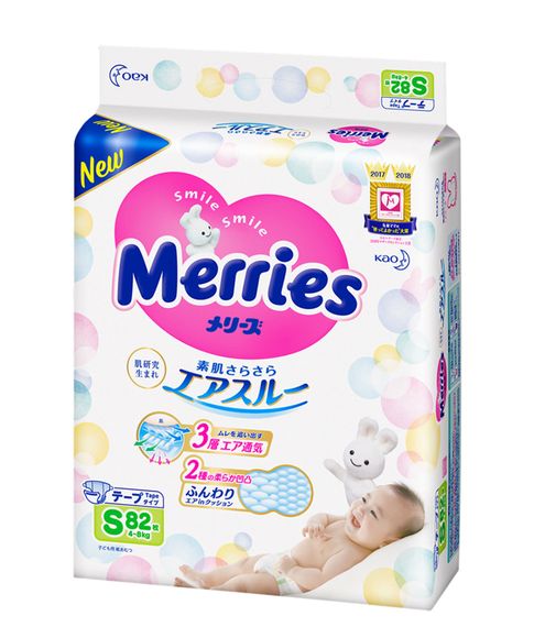 Купить Подгузники Merries S (4-8 кг), 82 шт