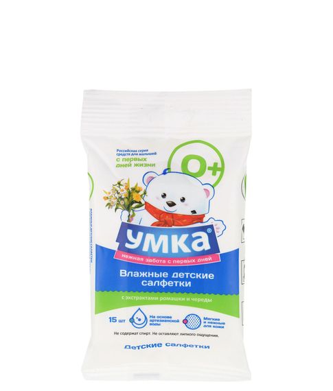 Купить Детские влажные салфетки УМКА, 15 шт.