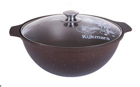 Купить Казан для плова 3,5л со стеклянной крышкой, АП (кофейный мрамор)