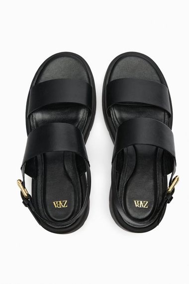 Кожаные сандалии на рифленной подошве ZARA