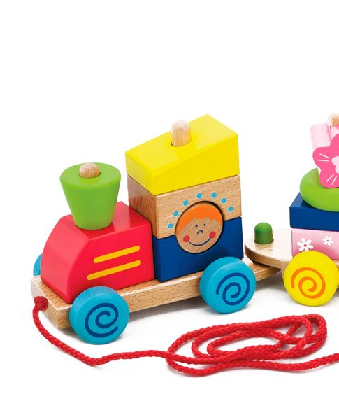 Детский  деревянный конструктор Viga Toys Поезд-каталка