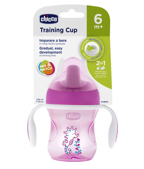 Поильник Chicco Training Rosa 200мл 6м+