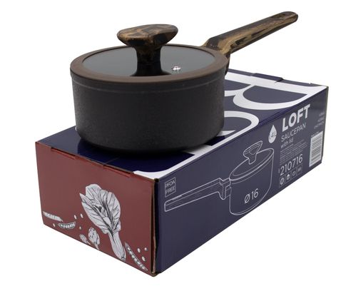 Ковш со стеклянной крышкой 16см 1.4л Loft 210716