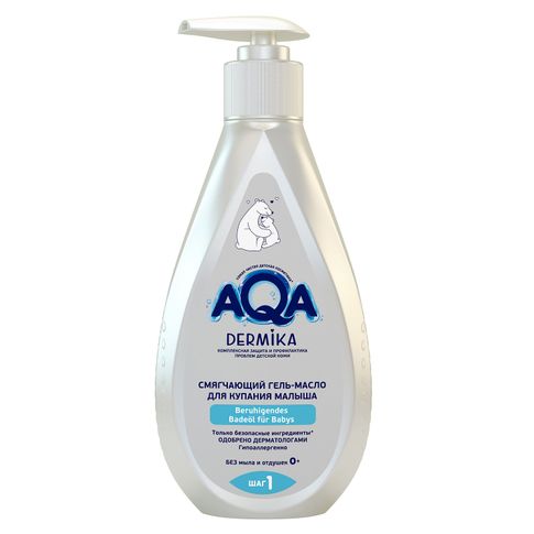 Смягчающий гель-масло для купания малыша AQA dermika, 250 мл xarid qilish