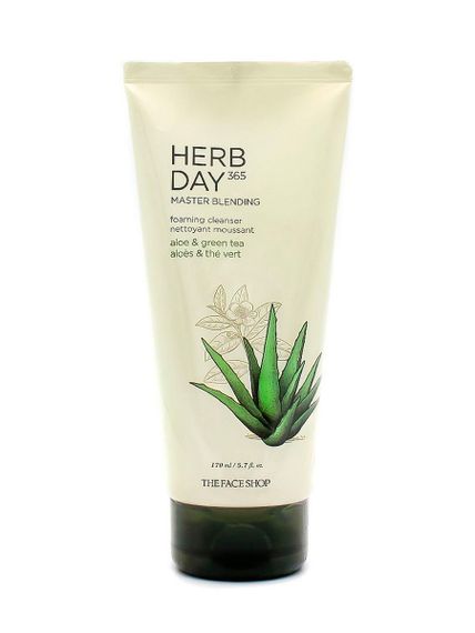 Купить Пенка для умывания The face shop Herb day 365, aloe & green tea, 170 ml, Южная Корея