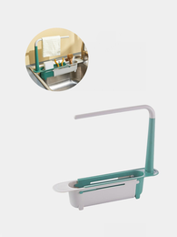 Многофункциональный органайзер – полка для раковины регулируемая, держатель для мыла, губки, щетки и тряпки xarid qilish