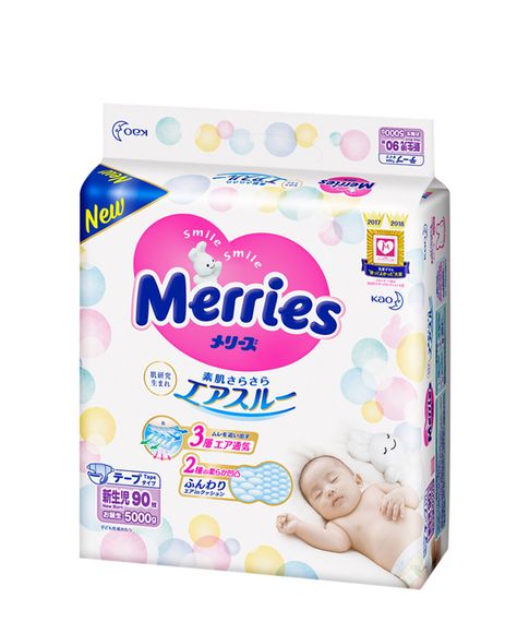 Купить Подгузники для новорожденных Merries 5кг, 90шт