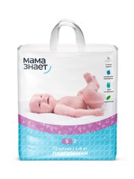Купить Подгузники "Мама знает" S (4-8 кг), 72 шт