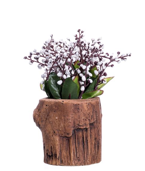 Декоративный керамический пенек с цветком (15 см) xarid qilish
