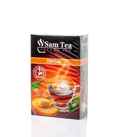 Чай черный Sam Tea с ароматом персика твёрдая упаковка, 80 гр. xarid qilish