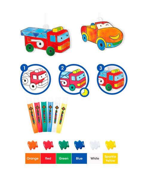 Набор витражных красок с витражами "МАШИНКИ" Amos 6 цв