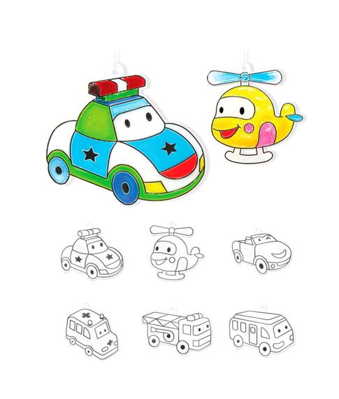 Набор витражных красок с витражами "МАШИНКИ" Amos 6 цв