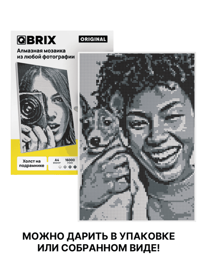 Алмазная мозайка Qbrix по любой фотографии A4, из кристаллов