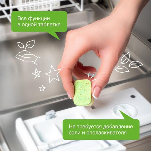 Таблетки для посудомоечных машин SYNERGETIC бесфосфатные, экологичные, 55шт