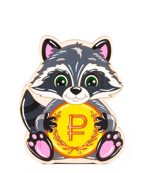 Роспись по дереву. Копилка "Енот" LORI