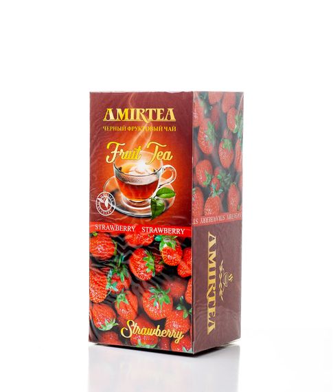Купить Чай черный со вкусом клубники Amirtea 60 г
