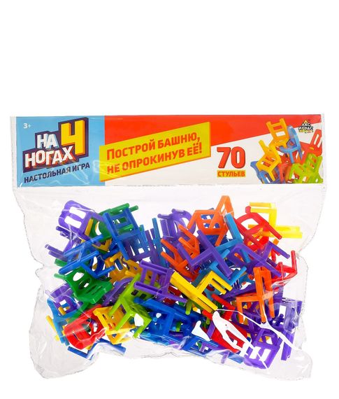 Настольная игра "На 4 ногах", большая версия, 70 стульев, 8 цветов