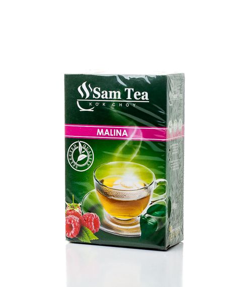 Купить Чай зеленый Sam Tea с ароматом малины твёрдая упаковка 80 гр.