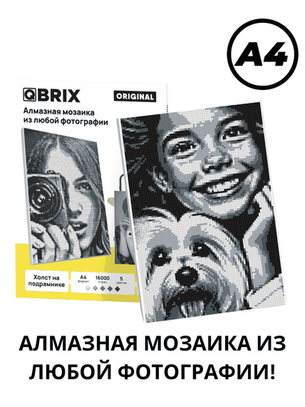 Купить Алмазная мозайка Qbrix по любой фотографии A4, из кристаллов