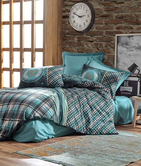 Купить Комплект постельного белья Enrico Petrol Cotton Box, 200Х220, 240Х260, 50Х70