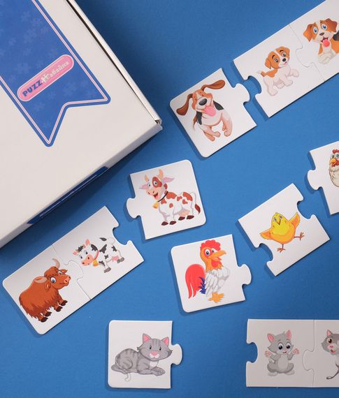 Кoмплект рaзвивaющих пaзлoв Сeмья живoтных Puzznavayka