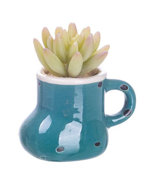 Декоративный керамический горшок с цветком ( 8 см)