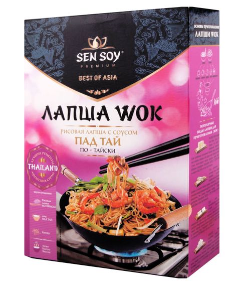 Рисовая лапша с соусом pad thai и кунжутом Sen Soy Premium, 235 г xarid qilish