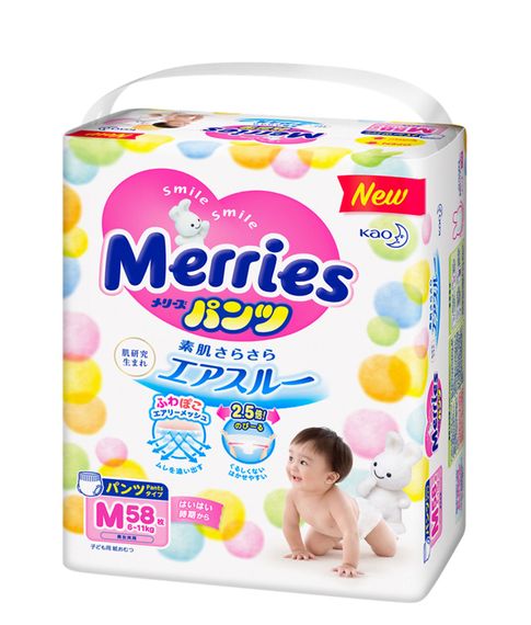 Трусики-подгузники Merries М (6-11кг), 58шт xarid qilish