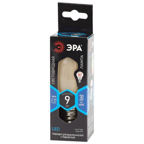 Лампочка светодиодная ЭРА F-LED F-LED B35-9w-840-E27 frost Е27 / Е27 9Вт филамент свеча матовая нейтральный белый свет