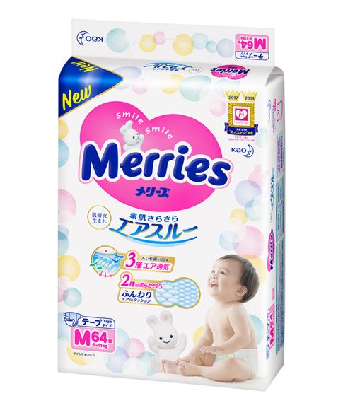 Купить Подгузники Merries М (6-11кг), 64шт