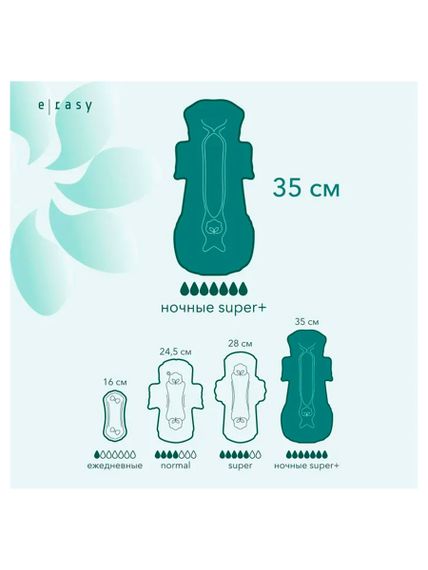 Прокладки E-RASY BAMBOO SILK night super+ 12 шт/уп
