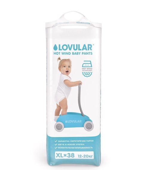 Трусики-подгузники Lovular Hot Wind XL (12-20кг), 38шт xarid qilish