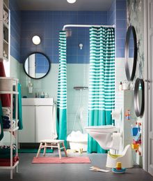 Купить IKEA Штора для ванной с кольцами, Vadsjon 180x200 см