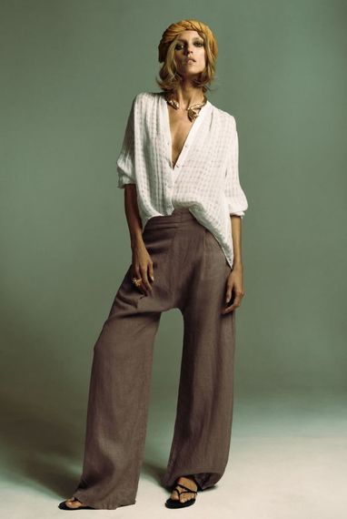 Блуза из рельефного льна ZARA