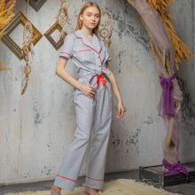 Купить Пижама белая ХБ со штанишками в чёрный горошек