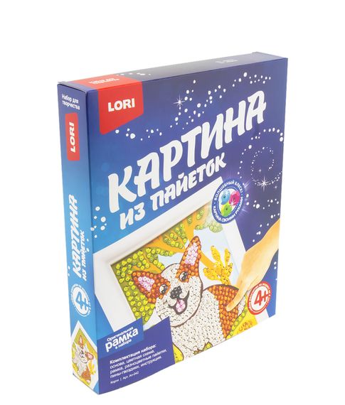 Купить Картина из пайеток Корги