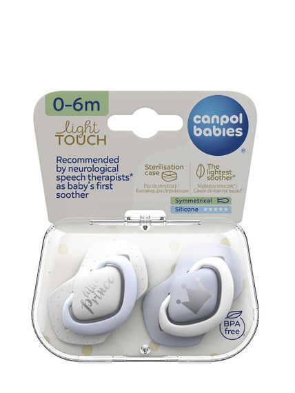 Купить Пустышка силиконовая симметричная Canpol Babies Royal baby 2 шт. (0-6м) (22/650_blu)