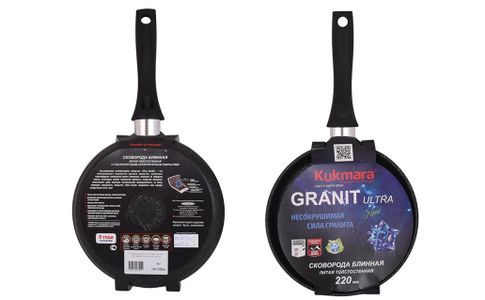 Сковорода блинная 220мм с ручкой, АП линия "Granit ultra" (blue)