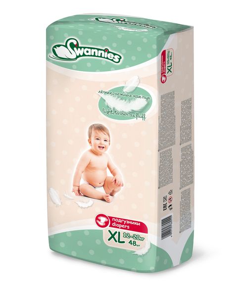 Купить Подгузники XL (12-20 кг) Swannies, 48 шт