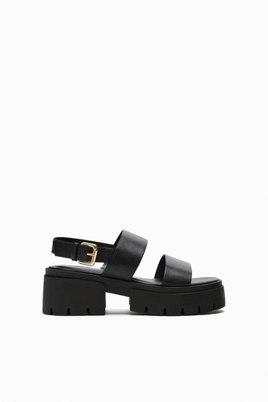 Кожаные сандалии на рифленной подошве ZARA