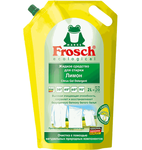 Жидкое средство для стирки Frosch Лимон, мягкая упаковка 2л xarid qilish