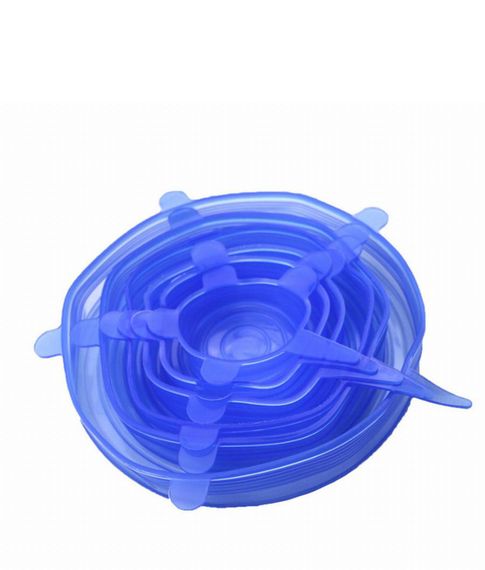 Набор универсальных эластичных силиконовых крышек для посуды и хранения продуктов, 6 шт