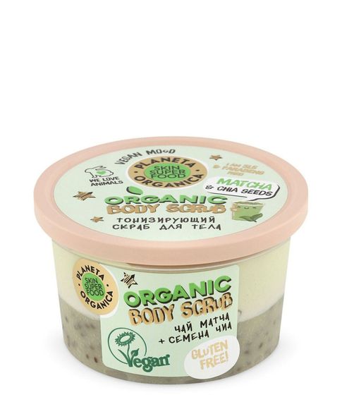 Купить Скраб для тела Тонизирующий "Matcha & chia seeds" Planeta Organica, 250 мл