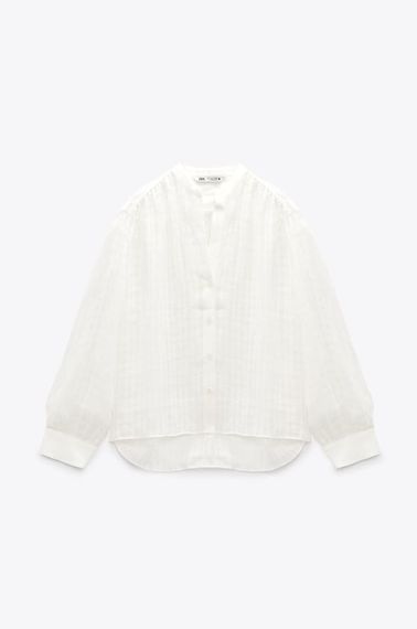 Блуза из рельефного льна ZARA