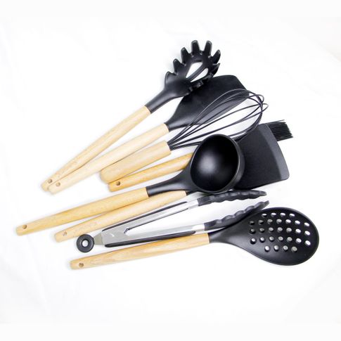 Набор кухонных инструментов из силикона 9 предметов (чёрный)   kuk-04/91201