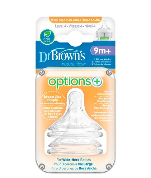 Соски для бутылочки с широким горлышком Dr. Brown's Options+ (9m+), 2 шт
