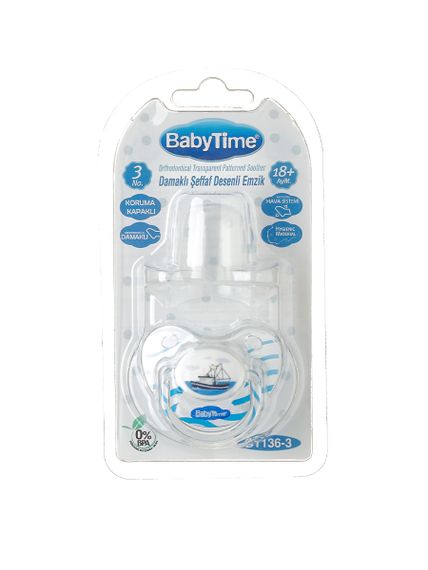 Купить Ортодонтическая пустышка с крышкой №3 BabyTime 18+ м