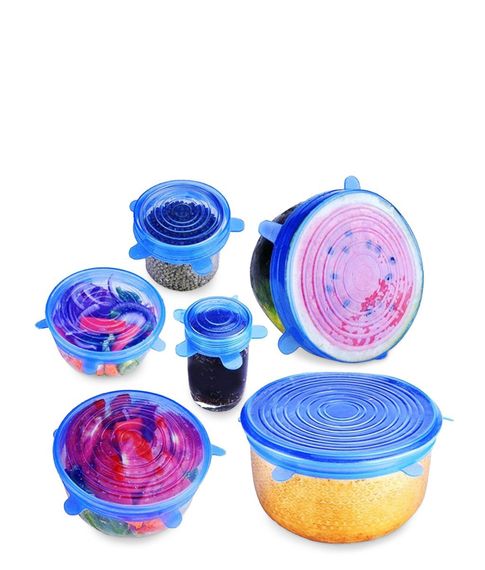 Набор универсальных эластичных силиконовых крышек для посуды и хранения продуктов, 6 шт